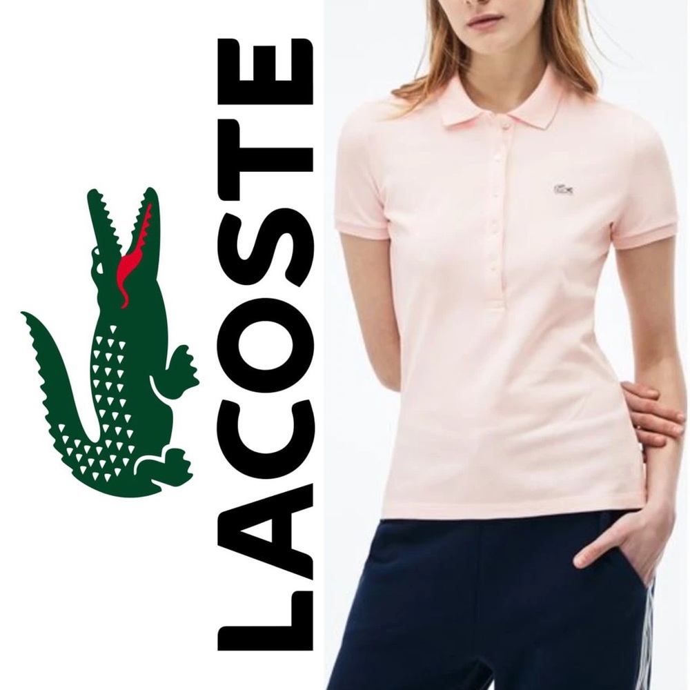 LACOSTE Slim Fit Stretch Light Pink Pique Polo